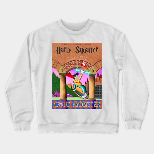 Harry Squatter and the Sorcerer's Bone Crewneck Sweatshirt by CivicMonsterDesigns